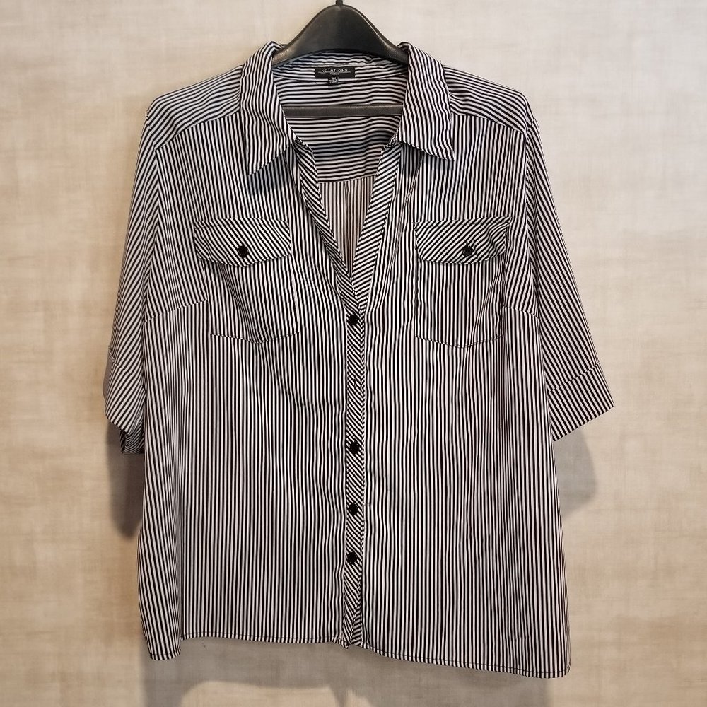 Notations Plus Size Button Front 2 Pocket Blouse - image 1